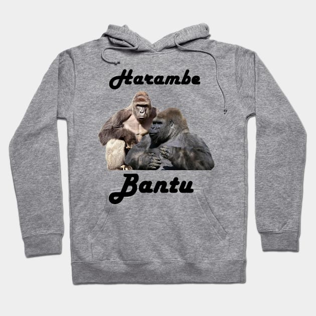 Harambe Bantu (Black text) Hoodie by harambism